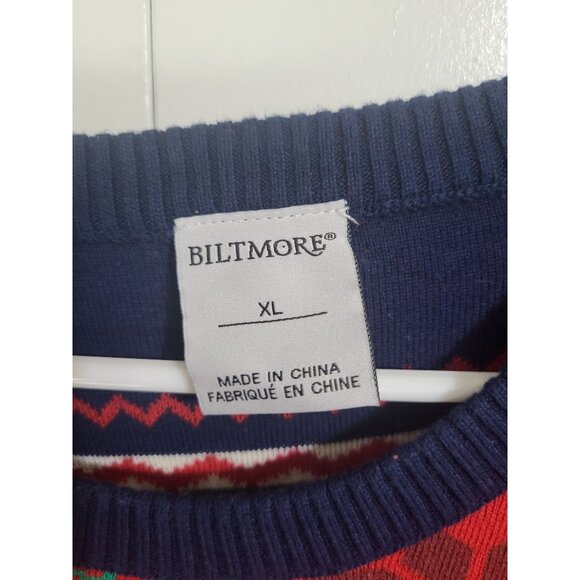 BILTMORE Christmas Holiday Sweater XL Red Fair Isle Souvenir Ugly Party Rare - Picture 3 of 7